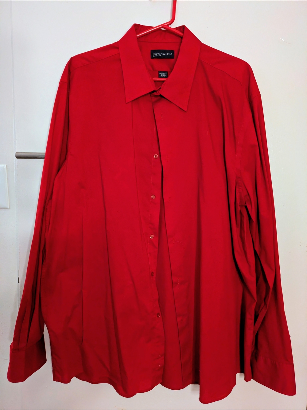Covington Men's Bright Red Long-Sleeve Dress Shirt